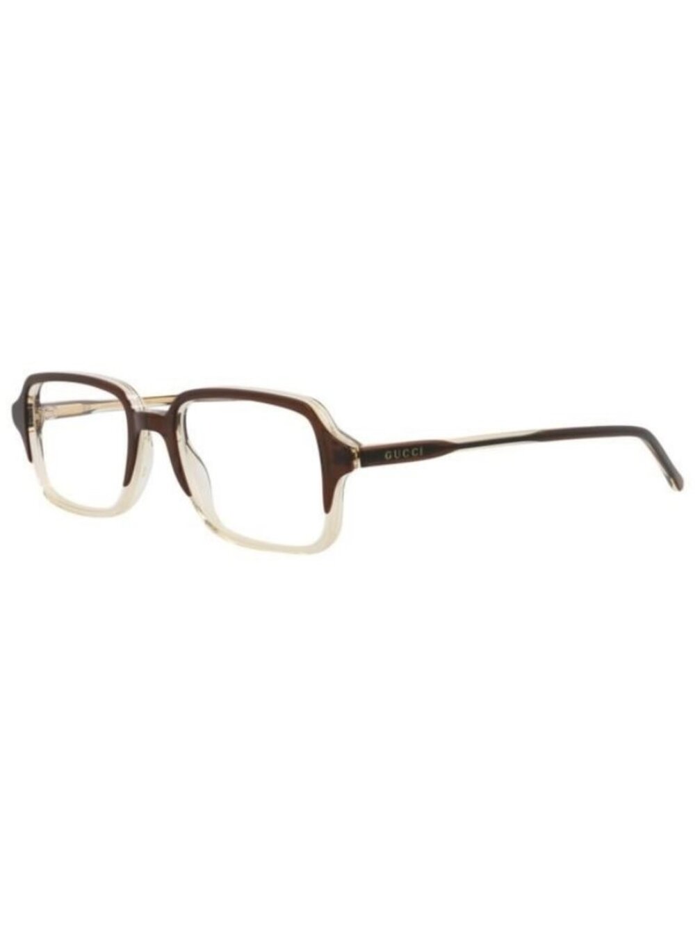 New Gucci Mens Square/Rectangle Brown Brown Transparent Fashion Designer Eyeglas